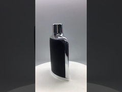 Flat Shape Glass Perfume Bottle 120ml Black Color Silver Metal Frame