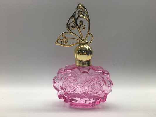 زجاجة عطر زجاجية على شكل زهرة 30 مل 50 مل بخاخ غطاء فراشة بلاستيكي