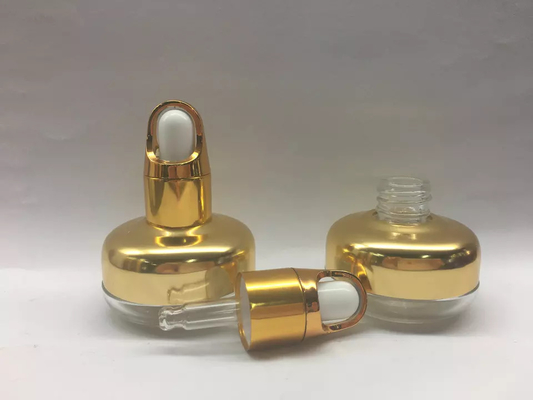زجاجة قطارة زجاجية بتصميم فريد مع قطارة سلة ذهبية أو فضية على الكتف من الألومنيوم 20 مل 40 مل