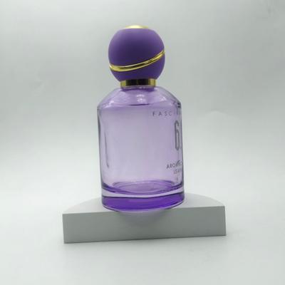 100 مل زجاجة عطر مستديرة لونها أرجواني مع غطاء كرة مستديرة