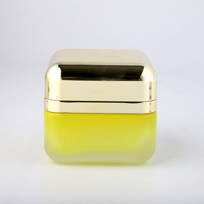جرة زجاجية بلورية صفراء غير لامعة 50 جرام حاوية فارغة للعناية الشخصية