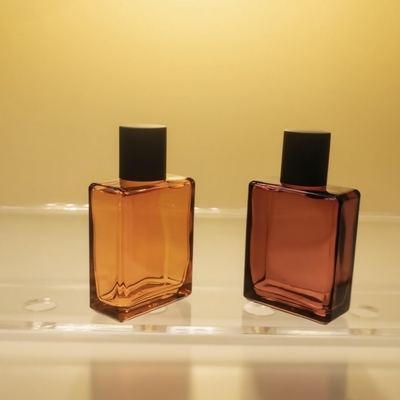 زجاجة عطر زجاجية سعة 25 مل مستطيلة مسطحة OEM ملصق خاص زجاجة تعبئة مستحضرات التجميل المصنعة