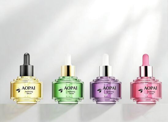 زجاجة قطارة زجاجية فاخرة بلونين سعة 30 مل، تصميم جديد أنيق لزجاجة زيت العناية بالبشرة