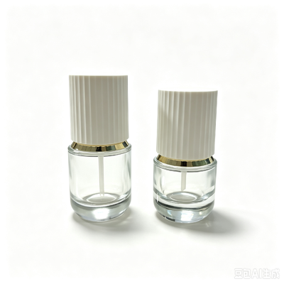 Empty Clear Glass Pump Bottle 30ml and 50ml Cosmetic Serum Lotion Container Ribbed White Cap Gold Press Pump Skincare Packaging