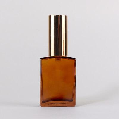 Amber Square Glass Perfume Spray Bottle, 30ml&50ml&100ml, Empty Bottle with Gold Sprayer, Custom Wholesale Fragrance Packaging