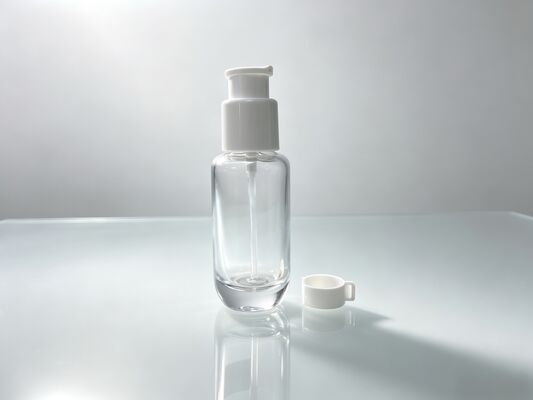 30ml&50ml Clear Glass Lockable Pump Bottle, Empty Serum Essential Oil Foundation Bottle,  Wholesale Skincare Packaging